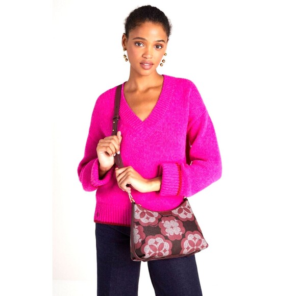 New Kate Spade Spade Flower Monogram Coated Canvas Medium Crossbody Garner Rose - Picture 5 of 6